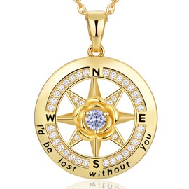 Meeshi Compass Necklaces for Women, Compass Jewelry for Women's Jewelry for Her Wife Girlfriend Mom Daughter Sister(06-Gold-Alexandrite)