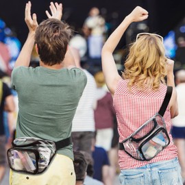 Clear Bum Bag,Stadium Approved Bumbag Fanny Pack Transparent Money Belt Waist Bag Holographic for Men Boys Running Hiking Travel Sports Grey