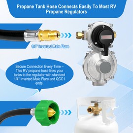 2 Pack 15" RV Propane Hose with 1/4" Inverted Male Flare & Qcc1/Typel,Propane Hose-Camper Propane Hose for RV Two-Stage Regulator,Propane Tank Hose for BBQ,Outdoor Cooking,Camping etc, 350PSI.