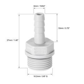 sourcing map PVC Hose Connector, 6 mm or 15/64 Inch with Barb x 3/8 Inch G Plug, Pipe, Hose Nozzle, Water Connection Extension, Pack of 6