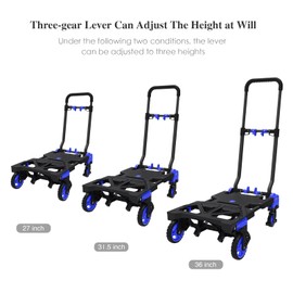Oyoest Folding Hand Truck Heavy Duty 330LB Load Carrying,Convertible Dolly Cart with Retractable Handle and 4 Rubber Wheels,Portable Hand Truck Foldable for Luggage/Personal/Travel/Mobile/Office Use.