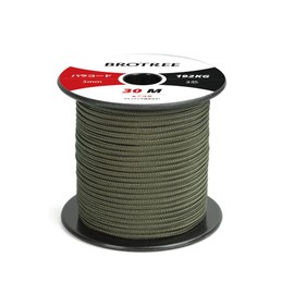 Brotree Paracord 0.1 inch (3 mm), 3 Cores, Guy Rope, Bobbin Winding Type, Tent Rope, Parachute Cord, Camping, Survival, Outdoor, Load Capacity 39.6 lbs (192 kg), DIY Knitting (30 m)