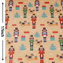 RayofSun christmas wrapping paper,Nutcracker gift wrapping paper rolls,kraft gift wrapping paper for people Make the gift more exquisite for celebrating Christmas (1PC:17 in x 32ft)