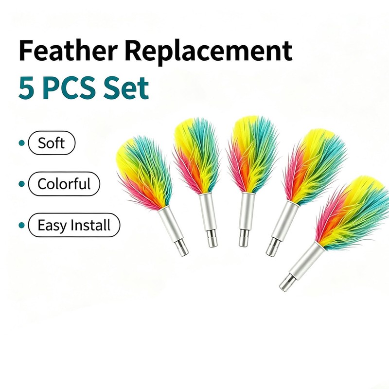 Foyoilait Telescopic Feather Decor Parts, Replacement Accessory 3-in-1 Auto Cat