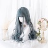 Eileen Long Curly Blue Wig, Perm, Full Wig, Natural Texture,