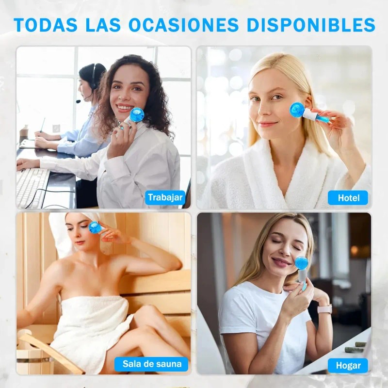 Masaje Facial Con Bola De Hielo Y Tratamiento Para Ojos