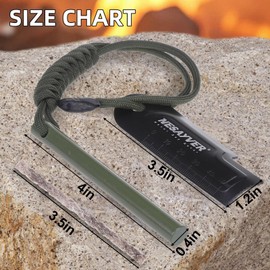 NESAYVER Fire Starter Ferro Rod, Survival Flint Fire Starters Kit with Paracord Lanyard Handle Striker for Hiking and Camping, Flint and Steel Survival Tool with Tinder Rope Pocket Bellow 4 Inx0.4 in