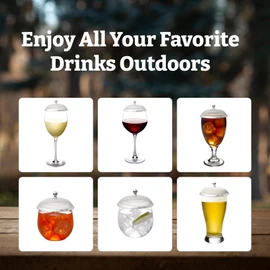 BEV HAT Stainless Steel Drink Covers (6 Pack), Wine Glass Covers for Outdoors, Protect Cocktails, Coffee Mugs, Tea Cups, Beers, Keep Bugs Out, Wine Accessories & Drink Lids