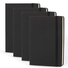 Simply Genius (4 Pack) A5 Hardcover Leatherette Journals to Write in for Women, Faux Leather Journal for Men, Writing Journal Notebook Lined, 192pg Ruled, 5.7” x 8.4”