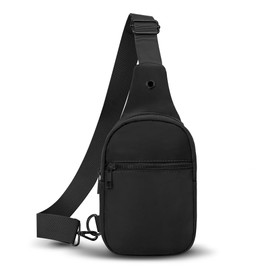 VOROLO Large Sling Bag For Men Crossbody Bags For Women and Men Fanny Pack For Men Chest Bag with Ajustable Strap Black Zipper Black