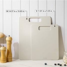 Culiex Cutting Boards for Kitchen [Set of 2], Dishwasher Safe Wooden Cutting Board with Handles, Ideal Chopping for Meat, Vegetables, Fruits, Charcuterie - Perfect Kitchen Gadgets Gift, White