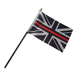 Thin Red Line Union Jack 6" x 4" Hand waving Flag