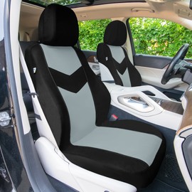 TLH - Juego completo de fundas de asiento de automóvil de ajuste universal, color gris y negro, protector de asiento de automóvil, accesorios interiores, fundas clásicas de tela plana para asiento de automóvil para la mayoría de automóviles, camiones, SU