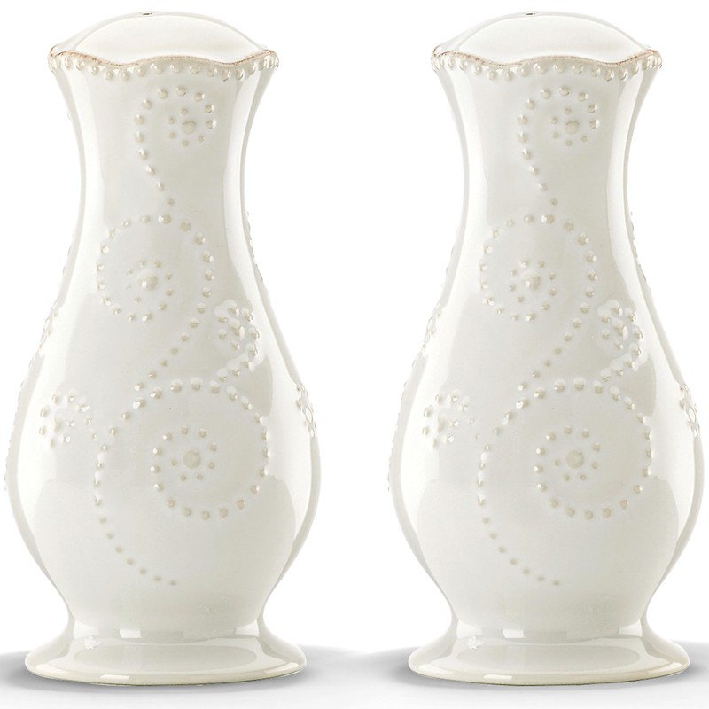 Lenox French Perle White Tall Salt and Pepper Set -