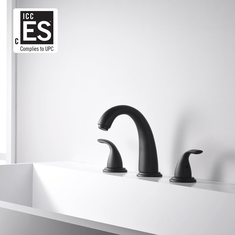 sumerain Matte Black Roman Tub Faucet with Valve, 3 Hole