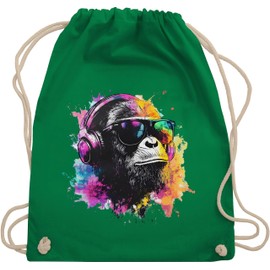 Shirtracer - Gym Bag Backpack - Bags - DJ Monkey Cool Monkey Gift Festival I Cool Music Gifts Gaming I DJ Gift Monkey, 16 Green, Unit size