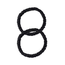 Silk Scrunchies for hair, HapHeara Small Hair Scrunchies 2 Pack, 100% Pure Mulberry Silk Hair Ties Bands for Women,Girls,Thick Curly Hair No Crease Soft Less Pulling-Black*2