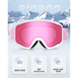 RIOROO OTG Ski Goggles Men Women and Adults Snowboard Goggles 100% UV Protection Ski Goggles for Glasses Wearers, Snow Goggles Anti-fog Ski Goggles