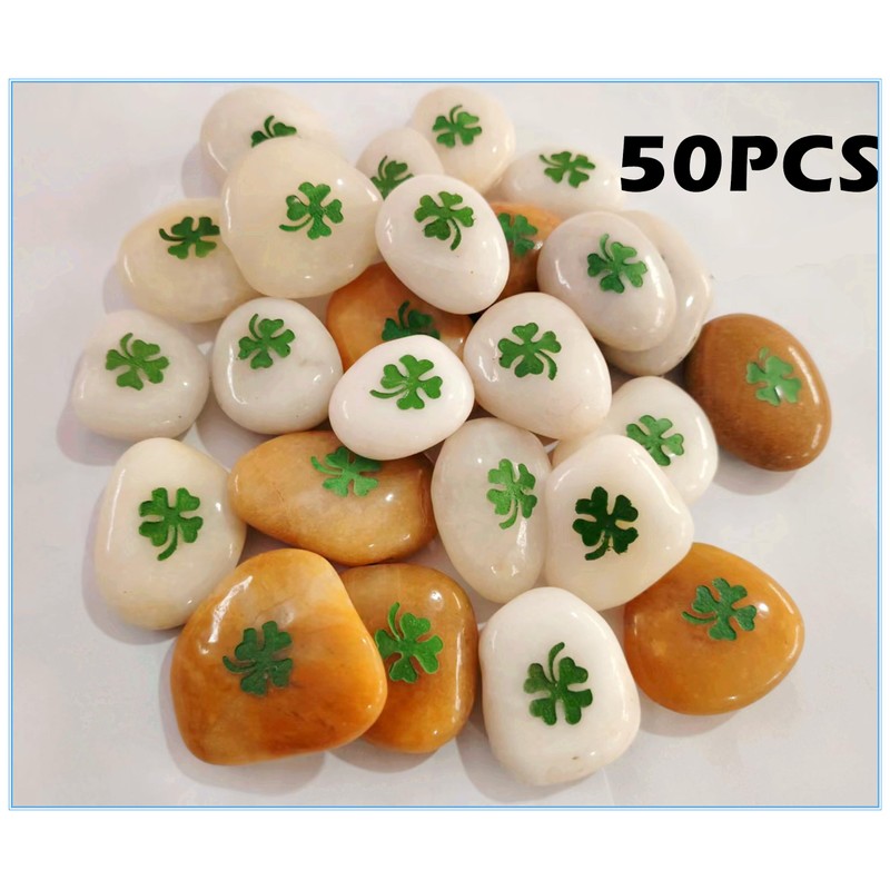 ROCKIMPACT 50 Pieces Four Leaf Clover Good Luck Pocket Rocks,