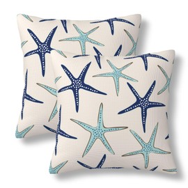 BEITUOLA Nautical Coastal Throw Pillow Covers 18x18 Set of 2 Beach Ocean Themed Decorative Pillow Covers Starfish Outdoors Pillowcase Cushion Case Farmhouse Home Decor for Sofa Couch Bed Bedroom