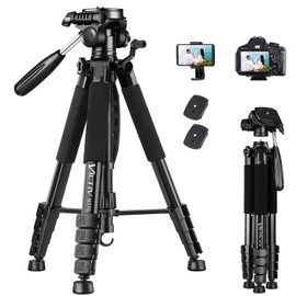 Victiv VICTIV 74 Camera Tripod, Tripod for Camera and Phone, Aluminum Heavy Duty Tripod Stand for Canon Nikon with Carry Bag and Phone Holder, Compatible with DSLR, iPhone, Spotting Scopes, Max Load 15 Lb
