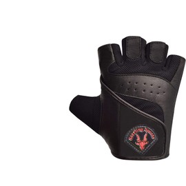 Asm Instruments Weight lifting Gloves Gym Training Body Building Fitness Workout Gel Padded Hooks Straps Exercise Running Cycling Leather Black Gloves (Large)