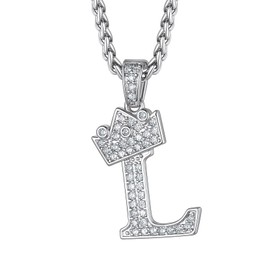 Richsteel Crown Letter L Pendant Necklace - Cubic Zirconia Initial Necklace, Hypoallergenic Jewelry for Sensitive Skin,Gift for Christmas