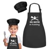 OUUKHGY Kids Apron and Chef Hat Set, Grill Maestro in
