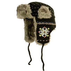 ANGELA & WILLIAM Trapper Hat with Faux Fur & Ear Flaps (TPN1251BLACK)