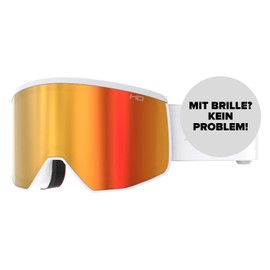 ATOMIC Four Pro HD Ski Goggles – White – Ski Goggles with Contrasting Colours – High-Quality Mirrored Snowboard Goggles – Goggles with Live Fit Frame – Ski Goggles for Glasses Wearers