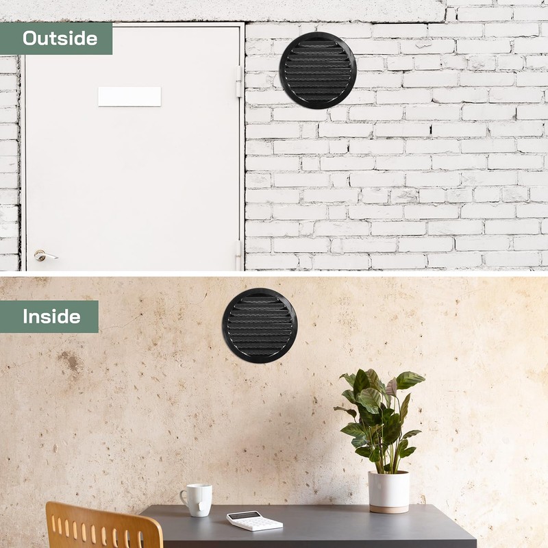 Vent Systems 8" Inch Soffit Vent Cover - Black Round