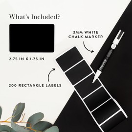 200 Chalkboard Labels for Jars, Chalkboard Stickers Chalk Labels for Containers, Pantry Labels for Storage Bins, Labels for Organizing, Labels for Glass Bottles, Removable Labels Stickers, Bin Labels