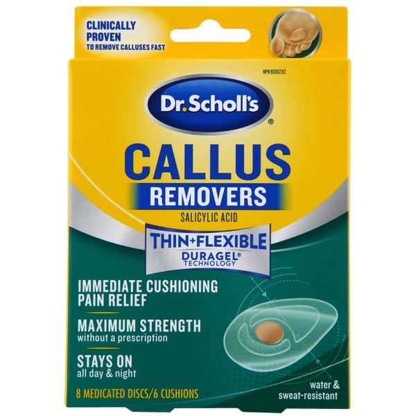 Dr. Scholl's CALLUS REMOVER with Duragel Technology, 6ct. Removes Calluses Fast and Provides Cushioning Protection against Shoe Pressure and Friction for All-Day Pain Relief