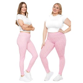 Women's Oh So Soft Plus Size Leggings Pink Daisies 3X