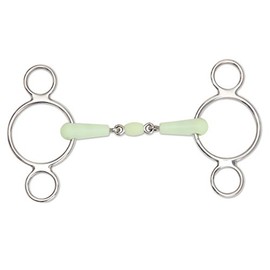 EQUIKIND PEANUT TWO RING GAG Stainless Steel Apple Flavour Mouthpiece [PALGRN] [4.5"]