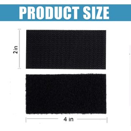 JEWOSTER 12 Sets 2x4 Inch Hook and Loop Strips with Adhesive - Double Sided Tape Heavy Duty for Wall Crafts - Sticky Back Fastener Mounting Tape for Home or Office Use,Indoor & Outdoor Use,Black