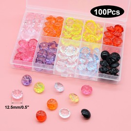 OELFFOW 100pcs Transparent Crystal Button for Children's Candy Sweater, Shirt, Baby Cardigan, Coat - DIY 12mm