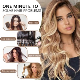 20 Inch Clip on Hair Extensions for Women 4PCS Long Wavy Reddish Brown Highlighted Beige Blonde Clip in Synthetic Hair Extensions for Wedding Use