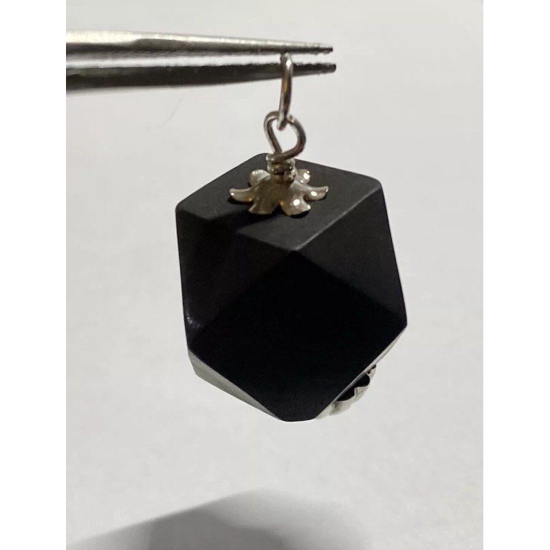 Handmade Sterling Silver 16mm Azabache Jet Pendant