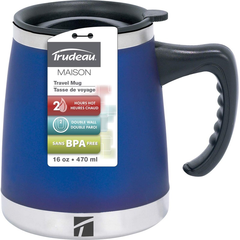 Trudeau Maison Umbria Stainless Steel Desk Mug, 15 oz, Blue