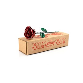 Forging Art Bcn® Eternal Wrought Iron Rose - Hand Forged - Gift for Mother's Day, Valentine's Day, Wedding Anniversary, Iron Wedding (Red/Green)