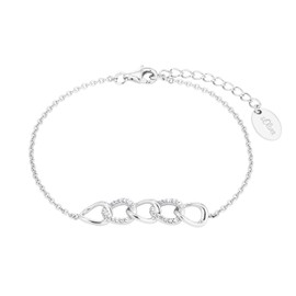 s.Oliver 2028498 Women's Bracelet 925 Sterling Silver with Synthetic Zirconia 17 + 3 cm Silver Comes in Jewellery Gift Box, 17 cm, Precious metal, Cubic Zirconia