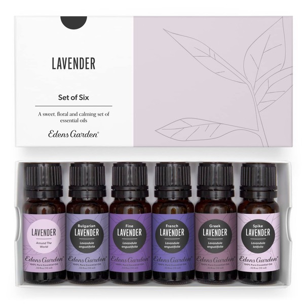 Edens Garden Lavender Essential Oil 6 Set, Best 100% Pure Aromatherapy Sampler Kit (for Diffuser & Therapeutic Use), 10 ml Set of 6