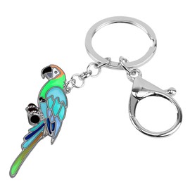 DOWAY Cute Macaw Parrot Keyring Car Accessories Key Charms Purse Handbags Pendant Bird Keyring Gifts, blue