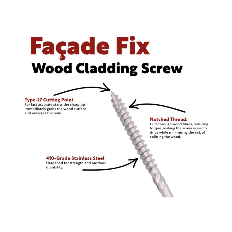 Box of 200 Redhawk Fasteners® Façade Fix Wood Cladding Screw