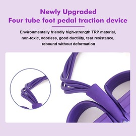 2PC 21 Fitness Resistance Bands-4 Tube Pedal Ankle Puller, Stirrup Puller for Exercise,2025 New Sit up Leg Stretch Rope Exercise Bands with Handles for Women Men (Purple+Pink)