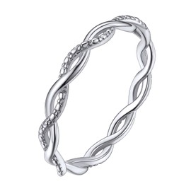Silvora Dainty Silver Ring for Lady Size 7, Lovely Simple Stylish Endless Band Rings Hypoallergenic Sterling Silver Ring Charm
