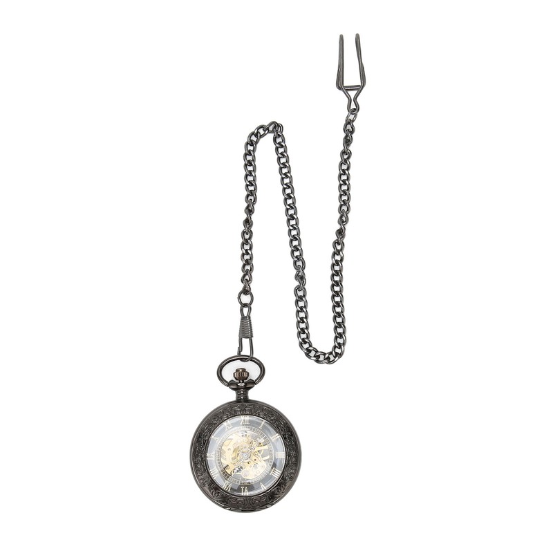 Mechanical Pocket Watch Vintage Double Case Watch Hand Wind Skeleton