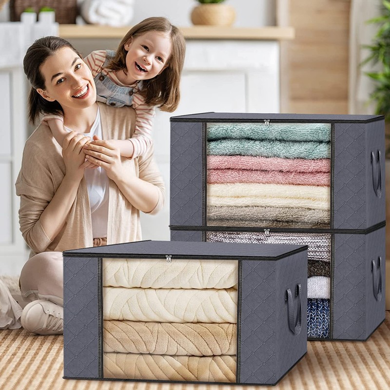 EvanGrinzia 6 Pack Clothes Storage Bag, Foldable Storage Bin Closet