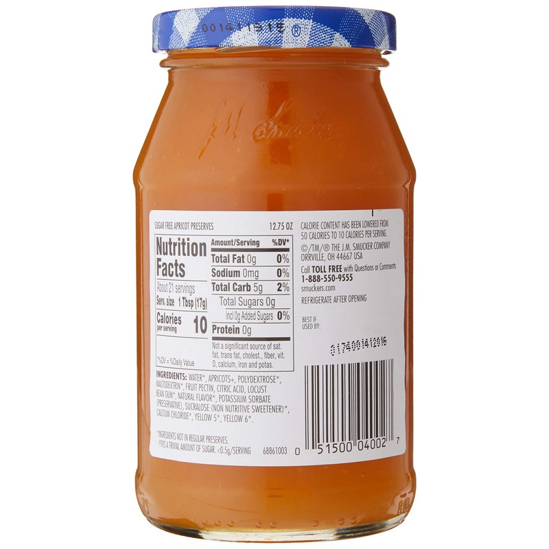 Smucker's Sugar Free Apricot Preserves, 12.75 Ounces